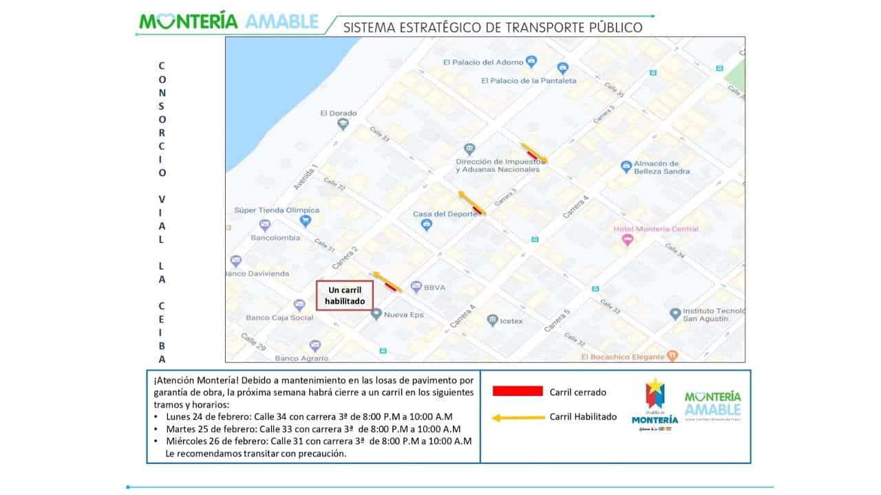 Cierres viales en la carrera tercera por mantenimiento