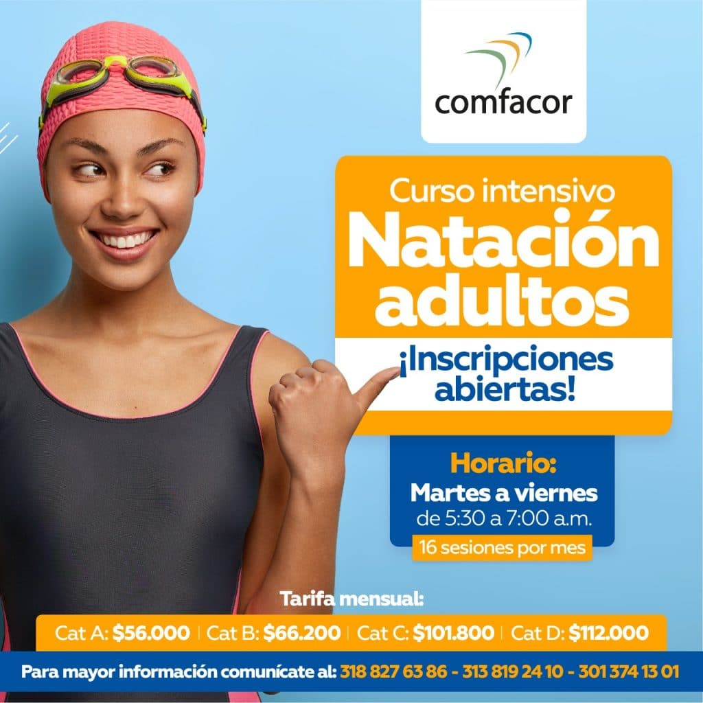 Curso intensivo de natación para adultos. Comfacor.